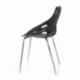 HJH Office - 723054 silla de confidente BRIGHT lote de 2 / 2 sillas plástico negro, muy estable, base de acero cromado, fácil