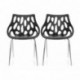 HJH Office - 723054 silla de confidente BRIGHT lote de 2 / 2 sillas plástico negro, muy estable, base de acero cromado, fácil
