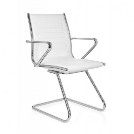 hjh OFFICE 720055 silla de confidente PARIBA V III piel sintética blanco, ergonómico, alta calidad, muy cómodo, con apoyabraz
