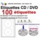 100 étiquettes CD - DVD autocollantes standard autocollant de diamètre 117 mm + trou 17 mm - livré avec curseur de placement 