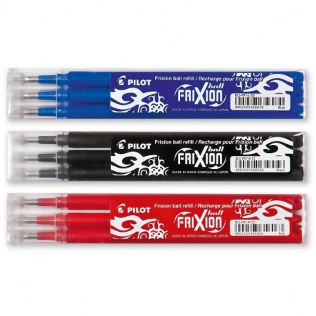 Pilot Frixion – Juego de bolígrafos roller de tinta – 3 minas de repuesto Sets de 3 unidades cada uno en los colores azul, ro