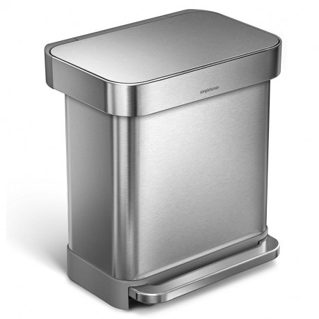 simplehuman CW2028 Papelera 30 L Rectangular Acero Inoxidable - Cubo de Basura 30 L, Rectangular, Acero Inoxidable, Acero In