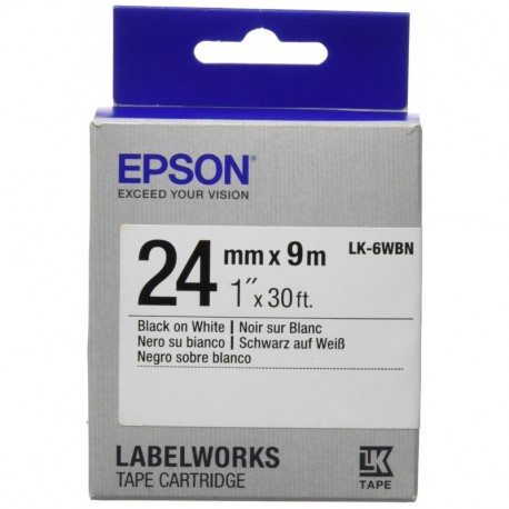 Epson Cinta estándar - LK-6WBN estándar negra/blanca 24/9 - Cintas para impresoras de etiquetas Negro sobre blanco, LabelWor