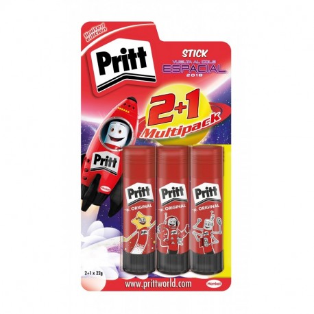 Pritt Pack de Barras de pegamento infantil, de uso rápido y fácil, sin disolventes, 2 +1 x 22gr