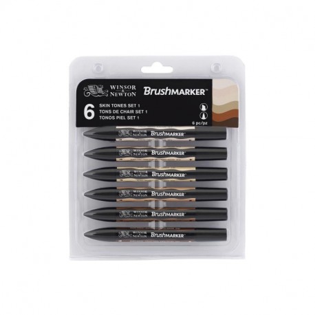 Winsor & Newton marcadores, Pack de 6 rotuladores, Tonos Piel, 6 Unidades