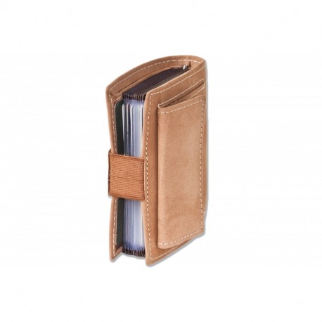 Woodland - billetera Super-compacto con XXL tarjeteros para 18 tarjetas hechas de aficionados no tratados en Cognac