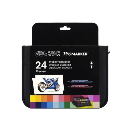 Winsor & Newton ProMarker - Pack de 24 rotuladores de diseño para estudiantes, multicolor