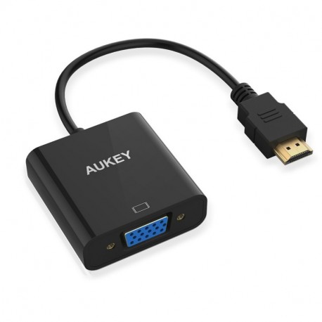 AUKEY Adaptador HDMI a VGA 1080P Convertidor de Vídeo para PC , TV , Ordenadores Portátiles y Otros Dispositivos HDMI - Negro