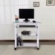 HOMCOM Mesa de Ordenador PC para Oficina Despacho Dormitorio Escuela Escritorio Estante 80x51x83cm Vidrio
