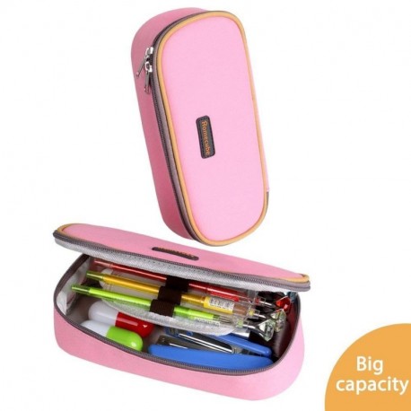 Estuche Escolar Homecube,Portalápices Plegable/ Artículo de papelería Ideal para Estudiantes Chicas Color Rosa 