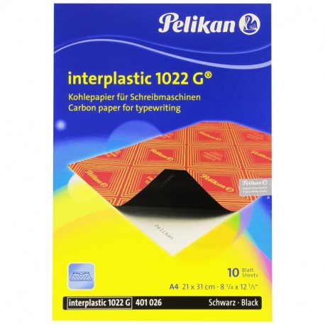Pelikan Interplastic 1022 G - Papel carbón A4, 10 hojas , negro