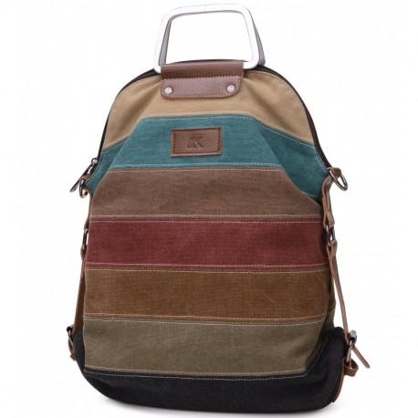 HASAGEI Bolsa de Lona de las Mujeres Bolsos de Hombro Mochilas Casual Multicolor Rayas