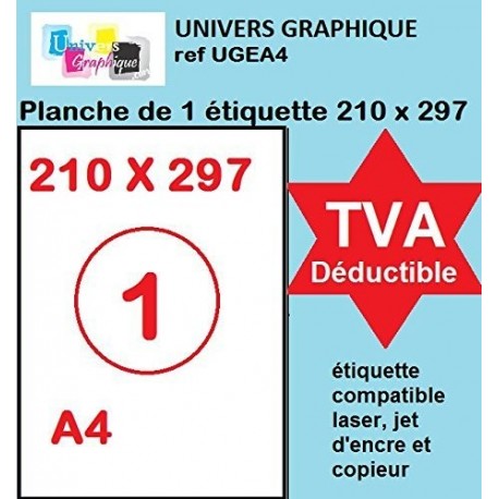 100 hojas DIN A4, papel adhesivo blanco-Etiqueta autoadhesiva 210 x 297 mm, lámina adhesiva permanente de 1-Etiquetas marca U