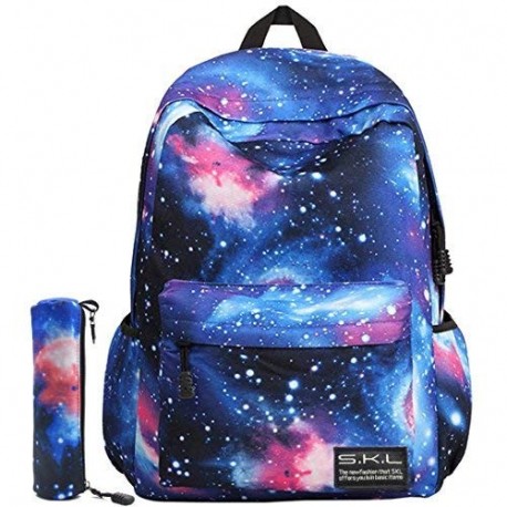 Mochilas Escolares Juveniles SKL Mochila Galaxia Infantiles Para Niños Casual Lona Azul 