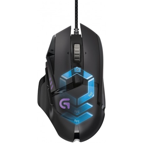 Logitech G502 Proteus Spectrum - Ratón para gaming con RGB ajustable y 11 botones programables, 200 - 12.000 dpi, Negro