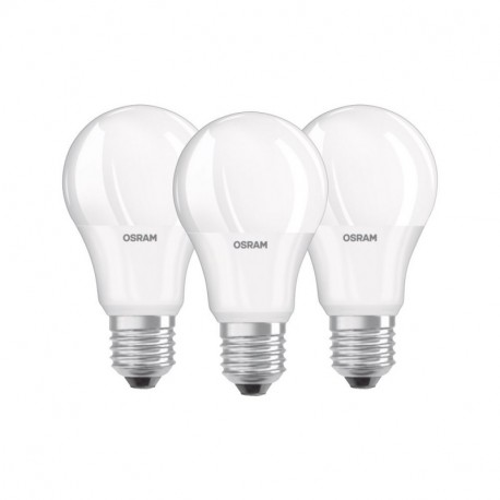 Osram Base Classic A - Lámpara LED, E27, 9 W - 60W, color blanco Paquete de 3 