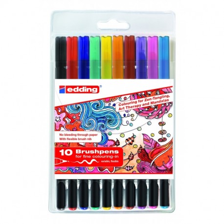 Edding 4 – 1340 – 10 – 2 Brush Pen – Rotuladores con punta tipo pincel variable – Ideal para mano Lettering, zendoodle, creat