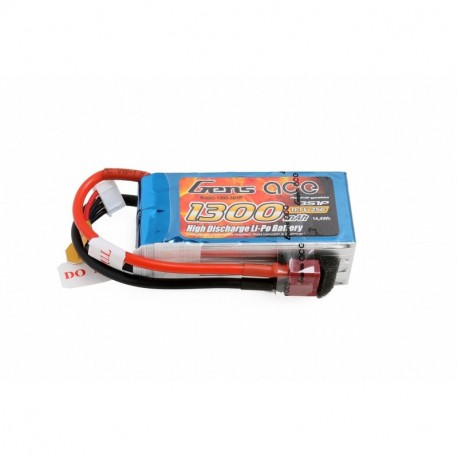 Gens Ace B-25C-1300-3S1P - Recargable Batería Lipo Pila 1300mAh 11,1V 25C 3S1P T Conector del Enchufe para Multicopteros Coch