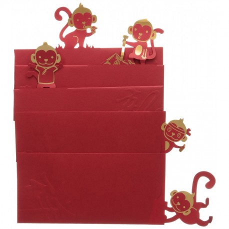 FUN II año Nuevo Chino Sobre Rojo - Día laborable Mono ocupado Sobre del Regalo, Certificado de regalo Sobre, Decoración de P