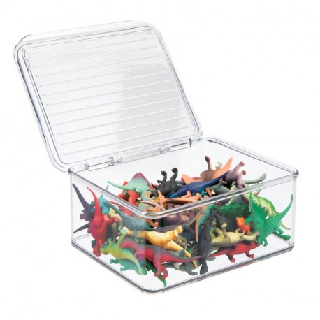 mDesign Organizador de juguetes con tapa - Cajas de almacenaje para guardar juguetes bajo la cama o en las estanterías de la 