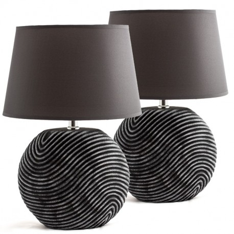 Set de 2 lámparas de mesa Brubaker de antracita en color gris, base de cerámica en dos colores de acabado en mate – altura 38