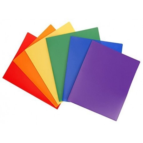 Carpeta plástica impermeable de alta resistencia con 2 bolsillos STEMSFX Paquete multicolor de 6 unidades para hojas de tam