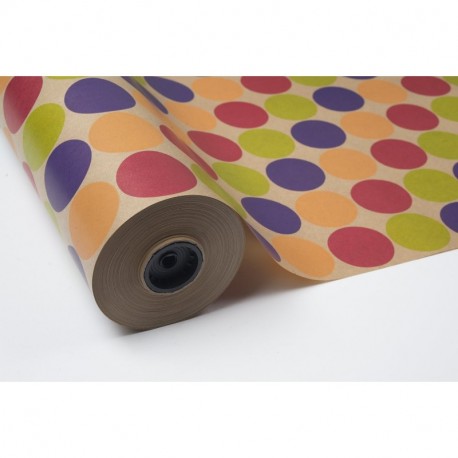 BOBINA PAPEL DE REGALO 70CM X 100M KRAFT HAVANA TOPOS