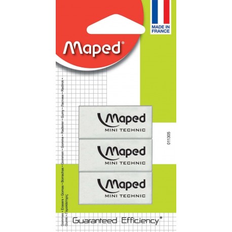 Maped m011305 – Goma de borrar Mini Technic, Juego de 3, color blanco