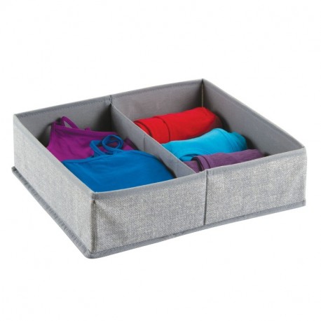 mDesign – Caja organizadora de tela 2 compartimentos – Precioso organizador para ropa interior y accesorios – Cesta para or