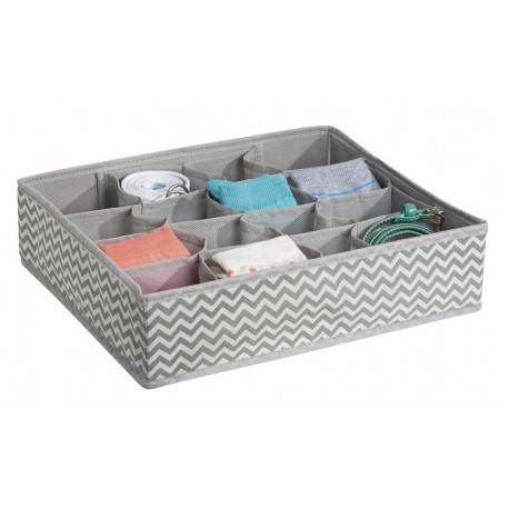 mDesign Organizador de cajones con estampado en zigzag – Caja organizadora de tela para cinturones, calcetines, etc. – Organi