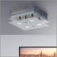 Foco LED I Plafón cuadrado I Con 4 x 3 W bombillas GU10 I Metal I Cristal satinado I Níquel mate I Lámpara de techo moderna I