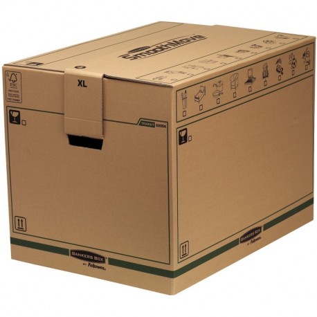 Fellowes 6205401 - Caja de transporte y mudanza, extragrande, beige, 5 unidades