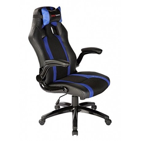 Mars Gaming MGC2BBL - Silla gaming profesional con ruedas inclinación y altura regulables, inclinación 15 grados, reposacabe