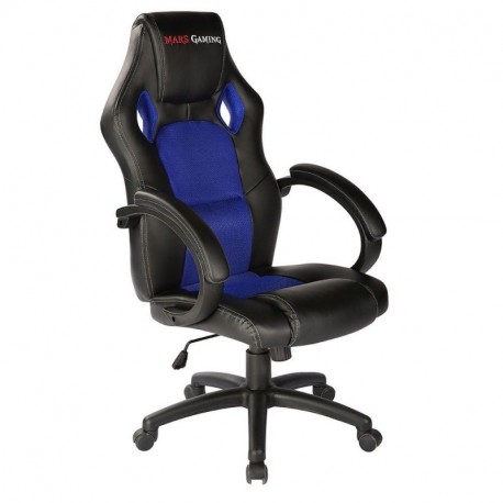 Mars Gaming MGC1BBL - Silla gaming profesional con ruedas inclinación y altura regulables, inclinación 15 grados, reposacabe