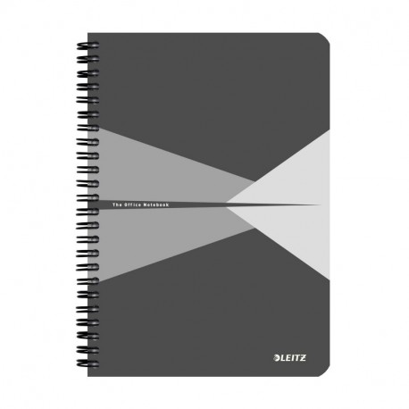 Leitz Cuaderno A5, 90 páginas, Con rayas, Encuadernación Wiro con tapas rígidas, Office, Gris, 44590085
