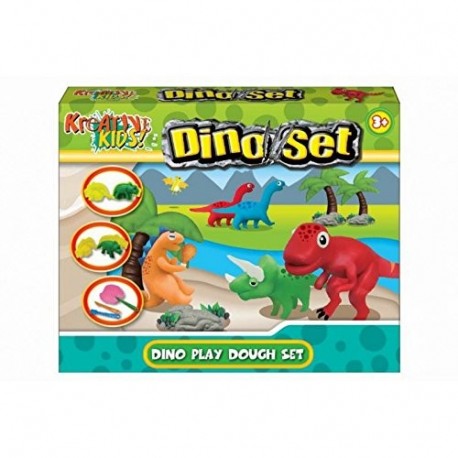 Dinosaurio plastilina Set - Niños juguetes creativos - Incluye 4 colores de la masa, Moldes dinosaurio + Accesorios