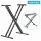 Neewer® Soporte de teclado, plegable, de hierro macizo, color negro, con dos brazos, diseño en forma de X, con correas de blo