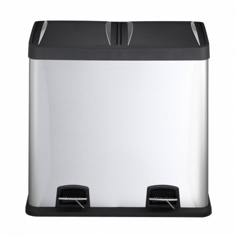 Mari Home 48L Cubo de basura de acero inoxidable huella digital resistente Basurero reciclaje Dos compartimientos Con penal 