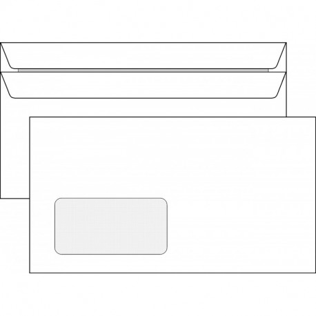 50 unidades. Sobres Sobres Color Blanco con Ventana Autoadhesivo 125 x 229 mm 