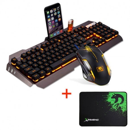 Urchoiceltd Juego De Teclado y Mouse Tecnología M398 Retroiluminación De Teclado Con Cable Keyboard Metal Waterproof + Cable 