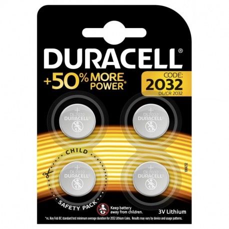 Duracell Specialty Pila de botón de Litio 2032, Paquete de 4