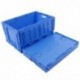 CAJA PLEGABLE CON TAPA 61L, caja plegable de plastico, caja de transporte, cesta de la compra, 60x40x33cm, azul