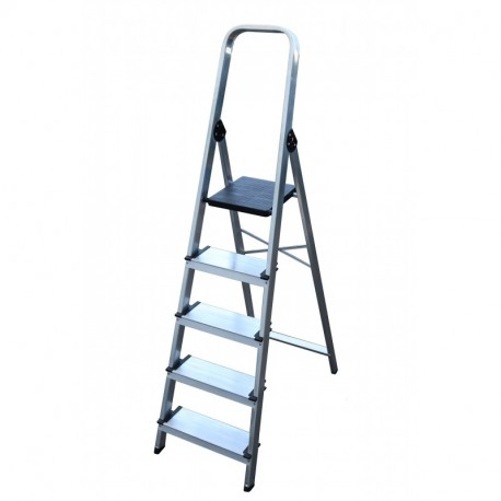 Escalera plegable de acero de 4 pasos con barandillas de seguridad (carga  de 150 kg) - Capacidad de 330 libras, escalón de 4 peldaños, ligero y  resistente