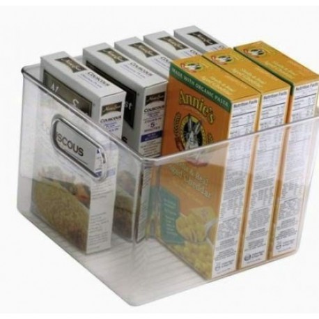 mDesign Juego de 2 cajas organizadoras para alimentos ? Tamaño pequeño ? Cajas de almacenaje con asas ? Ideales para despensa