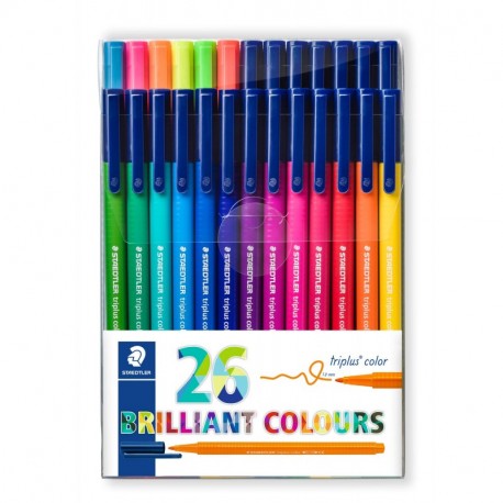 Staedtler 323 TB26. Rotuladores de colores de punta fina Triplus Color. Pack de 26 marcadores de colores variados.