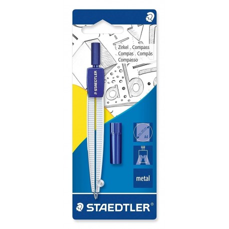Staedtler 550 50 BK Compás escolar con caja de minas, azul/plata