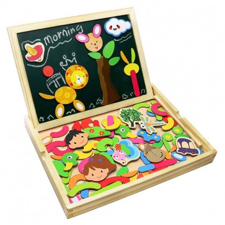 Fajiabao Rompecabezas Caja de Madera Magnética de Tablero Educativo Pizarra Juguete Puzzle para Niños de 3 Años +
