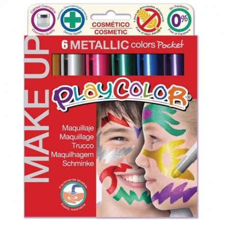 Playcolor 1011 - Caja de 6 témperas sólidas, color Metálico