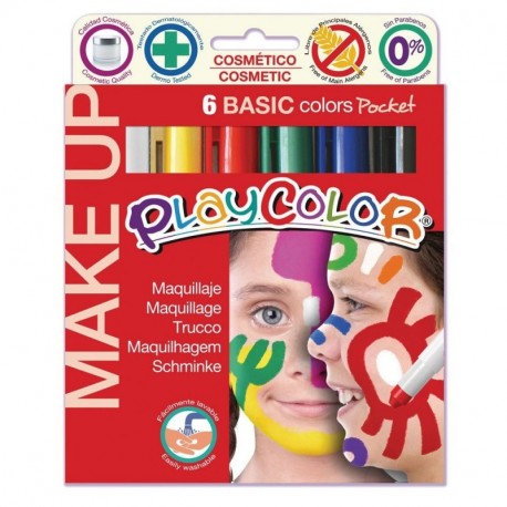 Playcolor Caja de 6 témperas sólidas,, 1001 