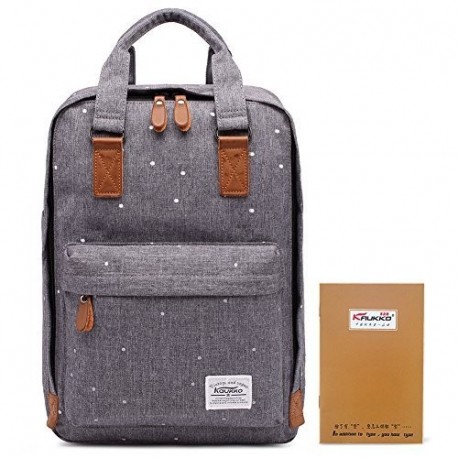 Bolsas escolares KAUKKO Mochila estilo Oxford Bolsa ligera Bolso del ordenador portátil de 14" Gris 